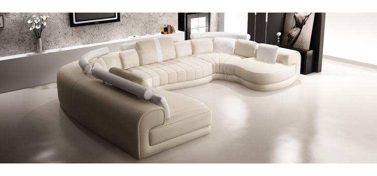 White Bonded Leather Sectional Sofa, Divani Casa 6123 Modern White And Black Bonded Leather Sectional Sofa