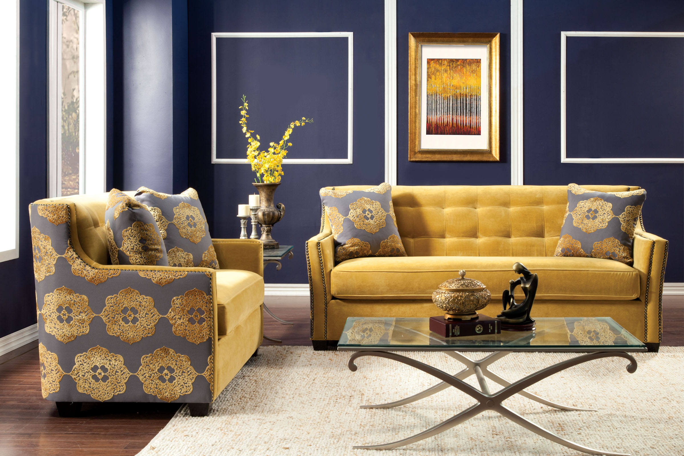 gold couch living room