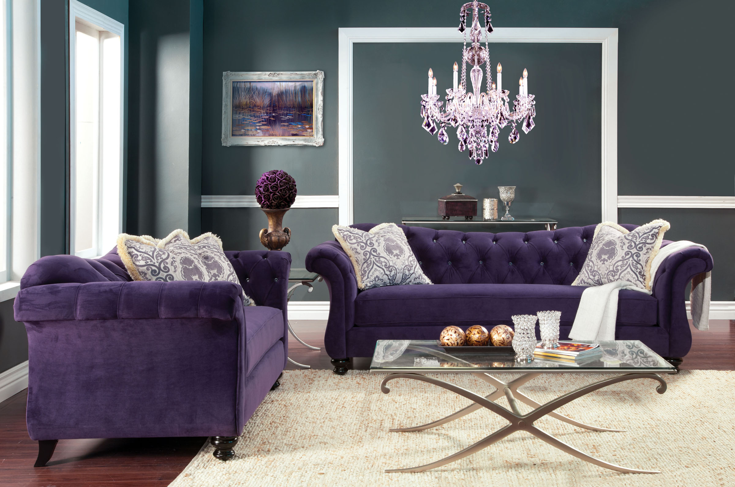Antoinette Purple Living Room, Purple Furniture Living Room