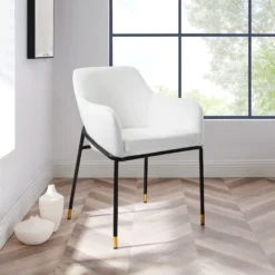 Jovi Performance Velvet Dining Armchair in Black White