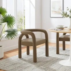 Astrid Performance Velvet Dining Chair in Camel