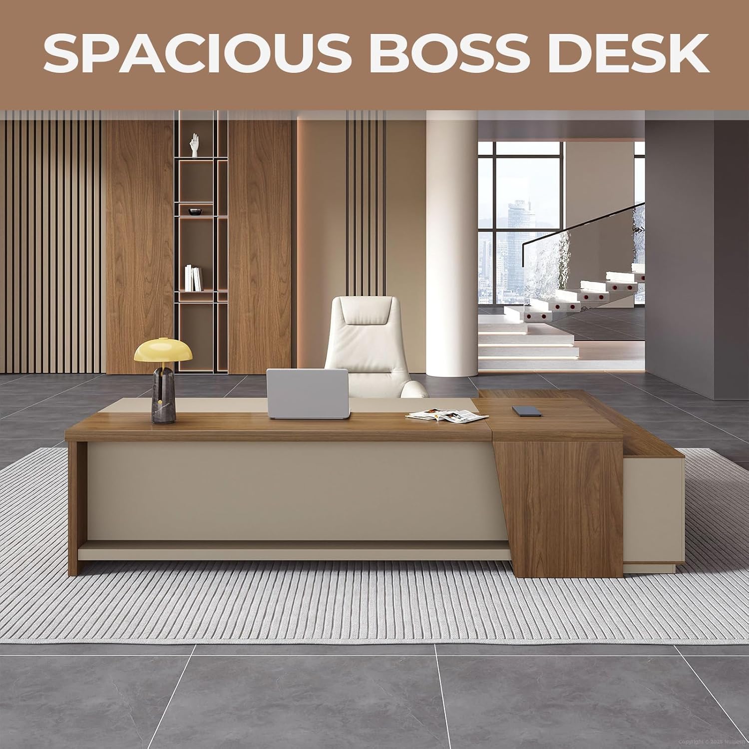 L Shape Office Executive Desk with Drawers